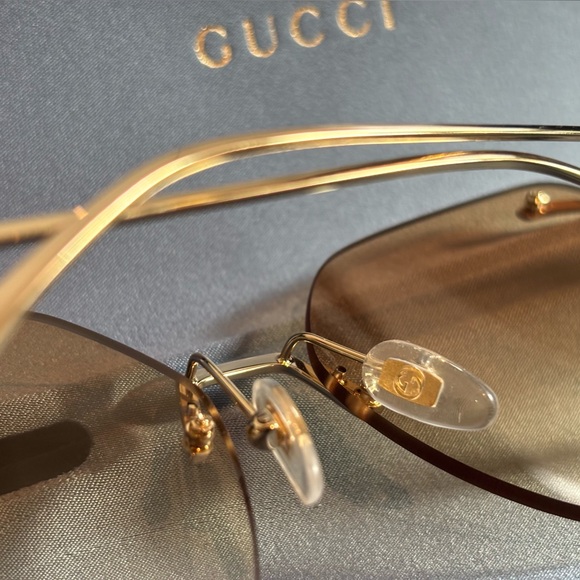 Gucci 💅✨ Brown Gradient Gold GG Lens 59 15 130mm Sunglasses GG0651S 005 NEW - Picture 8 of 14